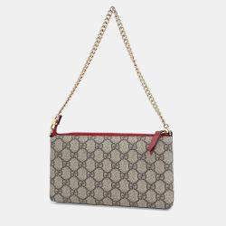 Gucci Brown Coated Canvas Pouch Bag