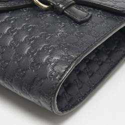 Gucci Navy Blue MIcroguccissima Leather Mini Emily Crossbody Bag