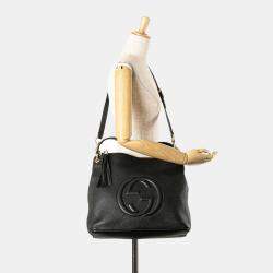Gucci Black Large Pebbled Calfskin Soho Convertible Hobo