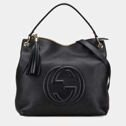 Gucci Black Large Pebbled Calfskin Soho Convertible Hobo