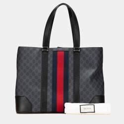 Gucci Black Large GG Supreme Web Tote
