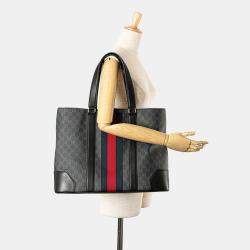 Gucci Black Large GG Supreme Web Tote