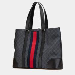 Gucci Black Large GG Supreme Web Tote