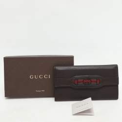 Gucci Brown Leather Horsebit Web Continental Wallet
