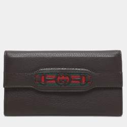 Gucci Brown Leather Horsebit Web Continental Wallet