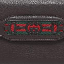 Gucci Brown Leather Horsebit Web Continental Wallet
