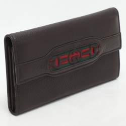 Gucci Brown Leather Horsebit Web Continental Wallet