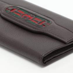 Gucci Brown Leather Horsebit Web Continental Wallet
