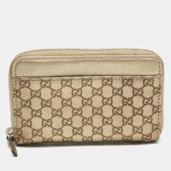 Gucci Gold Guccissima Leather Zip Coin Purse