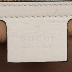Gucci White Leather Small Web Chain Sylvie Flap Shoulder Bag