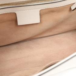 Gucci White Leather Small Web Chain Sylvie Flap Shoulder Bag