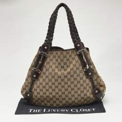 Gucci Beige/Brown GG Canvas and Leather Pelham Shoulder Bag