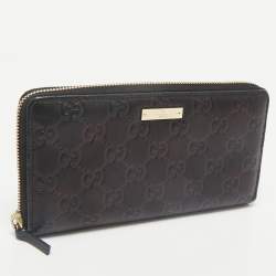 Gucci Black Guccissima Leather Zip Around Wallet