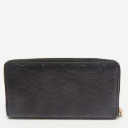 Gucci Black Guccissima Leather Zip Around Wallet