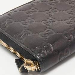 Gucci Black Guccissima Leather Zip Around Wallet