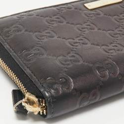 Gucci Black Guccissima Leather Zip Around Wallet