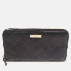 Gucci Black Guccissima Leather Zip Around Wallet