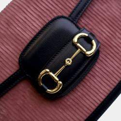 Gucci Navy Blue/Pink Small Corduroy Horsebit 1955 Shoulder Bag