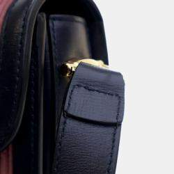 Gucci Navy Blue/Pink Small Corduroy Horsebit 1955 Shoulder Bag