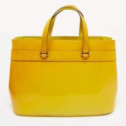 Gucci Yellow Ombre Patent Leather Medium Bright Bit Tote
