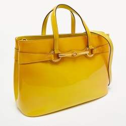 Gucci Yellow Ombre Patent Leather Medium Bright Bit Tote