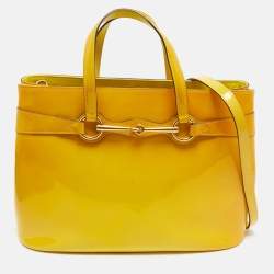 Gucci Yellow Ombre Patent Leather Medium Bright Bit Tote