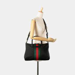 Gucci Black Techno Canvas Web Satchel