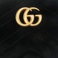 Gucci Black Matelassé Velvet Mini GG Marmont Belt Bag