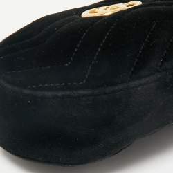 Gucci Black Matelassé Velvet Mini GG Marmont Belt Bag