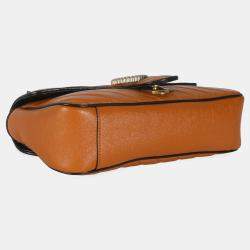Gucci Cognac Calfskin Matelasse Diagonal Small Torchon GG Marmont Shoulder Bag