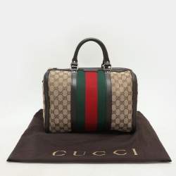 Gucci Beige/Brown GG Canvas and Leather Medium Vintage Web Boston Bag