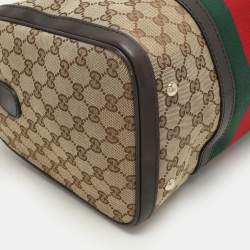 Gucci Beige/Brown GG Canvas and Leather Medium Vintage Web Boston Bag