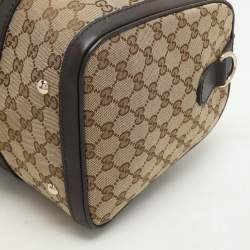 Gucci Beige/Brown GG Canvas and Leather Medium Vintage Web Boston Bag