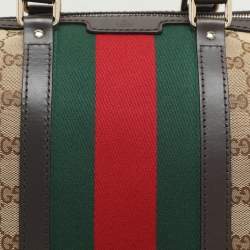 Gucci Beige/Brown GG Canvas and Leather Medium Vintage Web Boston Bag