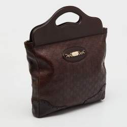 Gucci Dark Brown Guccissima Leather Large Punch Top Handle Tote