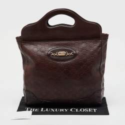 Gucci Dark Brown Guccissima Leather Large Punch Top Handle Tote