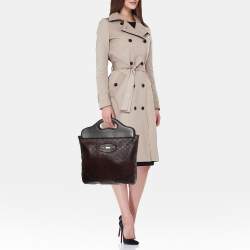 Gucci Dark Brown Guccissima Leather Large Punch Top Handle Tote