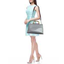 Gucci Grey Leather Medium Nymphaea Bamboo Tote