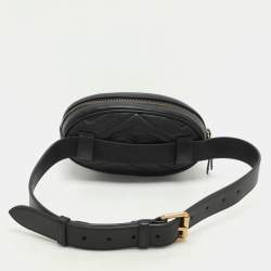 Pre Owned Gucci Black Matelasse Leather GG Marmont Belt Bag
