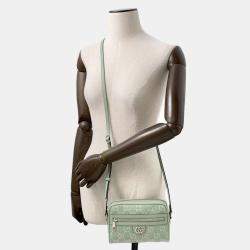 Gucci Paille Green GG Supreme Canvas Leather Ophidia Mini Shoulder Bag