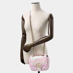 Gucci Pink Leather GG Marmont Quilted Mini Shoulder Bag