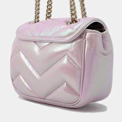 Gucci Pink Leather GG Marmont Quilted Mini Shoulder Bag