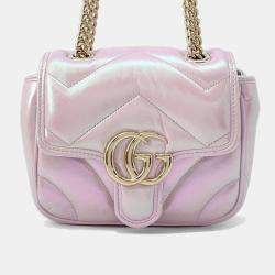 Gucci Pink Leather GG Marmont Quilted Mini Shoulder Bag
