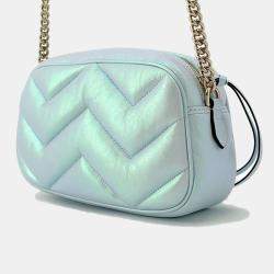Gucci Blue Aurora Leather GG Marmont Small Shoulder Bag