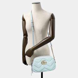 Gucci Blue Aurora Leather GG Marmont Small Shoulder Bag