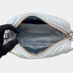 Gucci Blue Aurora Leather GG Marmont Small Shoulder Bag