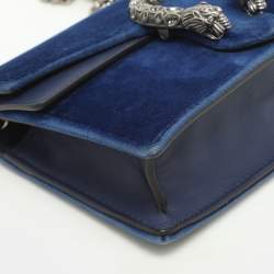 Gucci Blue Velvet and Leather Super Mini Dionysus Chain Bag