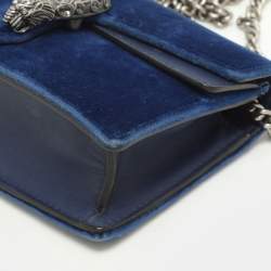Gucci Blue Velvet and Leather Super Mini Dionysus Chain Bag