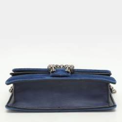 Gucci Blue Velvet and Leather Super Mini Dionysus Chain Bag