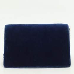 Gucci Blue Velvet and Leather Super Mini Dionysus Chain Bag